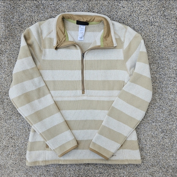 Patagonia Better Sweater 3/4 Zip Beige Cream Striped Fleece Jacket Womens Large - Picture 12 of 16
